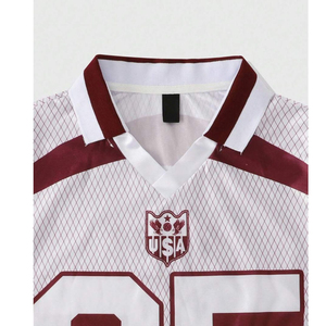 เสื้อฟุตบอลตาข่ายแบบซับลิเมชั่นสั่งทำพิเศษ คอปกโปโล พิมพ์หมายเลข เสื้อฟุตบอลสตรีทแวร์ ระบายอากาศได้ดี สไตล์วินเทจ - Product Image 3