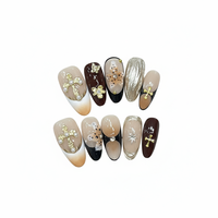 Emblèmes de croix beige nude d'ellipse moyenne Mist & Mercy Design de doigt en acrylique pré-conçu