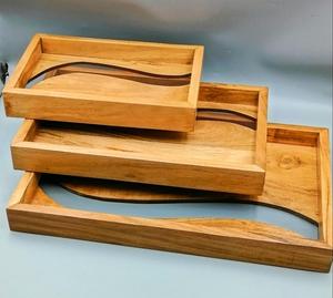 Bandeja de Servir Rectangular de Madera Natural Hecha a Mano, Moderna y Ecológica, para Uso en el Hogar, Restaurantes y Hoteles - Product Image 1