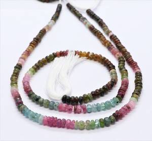 Perles rondes lisses en tourmaline naturelle multicolores 4-4,5 mm, perles de pierres précieuses en tourmaline multicolores lisses pour la fabrication de bijoux en gros - Product Image 3