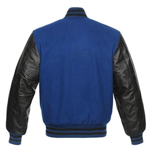 Meilleures vestes de baseball pour hommes en laine bleue et cuir véritable noir, style universitaire, pour la vente en gros - Product Image 2