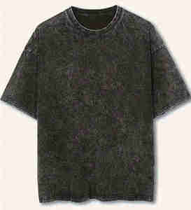 Camiseta de Cuello en V de Algodón 100% Tejido de Alta Calidad OEM, Lavado Ácido, Estilo Urbano, Secado Rápido, Vintage, con Ribete en Contraste, Unisex - Product Image 1