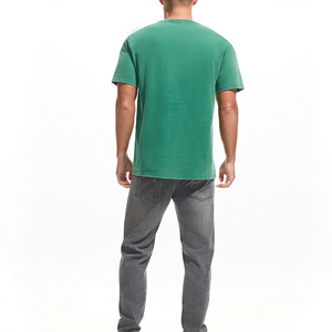 T-shirts pour hommes de grande taille en coton 100% de haute qualité 180 g/m², impression, broderie, t-shirt uni surdimensionné unisexe, t-shirt à col contrasté - Product Image 2