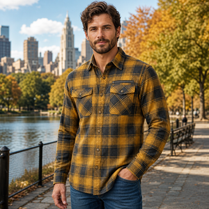 Chemises en flanelle pour hommes, fabrication sur mesure, chemises en coton à carreaux pour les détaillants de streetwear, personnalisation de la marque, vente en gros pour les acheteurs de détail - Product Image 1