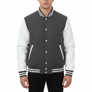 Mens Cotton Blend Outerwear Jacket 350 GSM Regular Fit Varsity Style <b>Button</b> Front Long Sleeve Casual Wear Durable OEM Service - Product Image 1