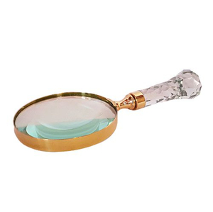 Lupa de mano con mango de bambú y latón antiguo, lente de cristal óptico para lectura, decoración de escritorio de oficina, precio bajo - Product Image 2