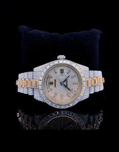 Moissanite Diamond Studded Hip Hop <b>Watch</b> Fully Iced Out <b>Quartz</b> <b>Watch</b> Two Tone Real Gold <b>Watch</b> for <b>Men</b> - Product Image 6