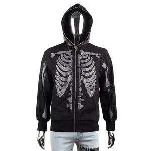 Sudadera con Capucha y Cremallera, Bordada con Pedrería, Estilo Urbano, Logotipo Personalizado, Unisex, Talla Grande para Hombre, Fabricantes de Ropa Personalizada OEM 2025 - Product Image 5