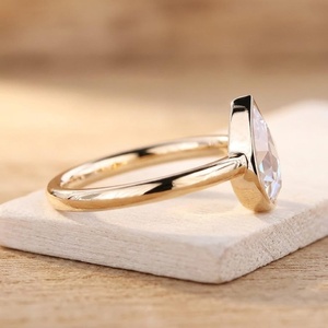 แหวนทองคำแท้ 10k 14k 18k ทรงลูกแพร์เจียรแบบโรสคัท น้ำหนัก 1.20 กะรัต ประดับเพชร E VVS ด้วยการฝังแบบมินิมอล เหมาะสำหรับเป็นแหวนโซลิแทร์ - Product Image 4