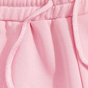 <b>Men's</b> <b>Pink</b> Knitted <b>Shorts</b> Elastic Waist Drawstring Casual Solid Color Mid Rise Eco-Friendly Front Logo Sport Wear - Product Image 4