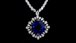 Collar de Plata con Diamantes Cultivados en Laboratorio y Colgante con Aspecto de Zafiro Azul |   Joyería nupcial | Joyería nupcial | Fabricante de Joyería - Product Image 4