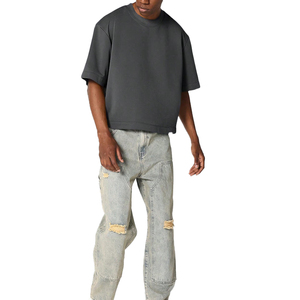 Camiseta Oversize Personalizada para Hombre, Color Gris Carbón, Algodón Grueso, Corte Cuadrado, Hombros Caídos, Premium, Lisa, Estilo Urbano - Product Image 5