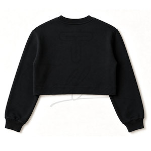 Sudadera de punto casual de otoño para mujer, de manga larga, cuello redondo, top corto, ajuste holgado, estampada, con pedrería frontal para entrenamiento - Product Image 2