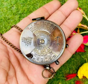 Brass Compass Vintage Finish Kelvin Hughes 100 Year <b>Calendar</b> Compasses Lid Compass Directional & Navigational Tool - Product Image 4