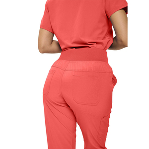 Ensemble deux pièces pour femmes, hauts à manches courtes à col en V, pantalon de jogging, ensemble de blouses médicales élastiques à séchage rapide pour infirmières - Product Image 3