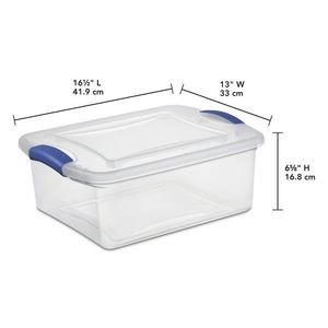 Contenitore di Stoccaggio Trasparente da 15 Quarti con Coperchio Blu a Chiusura Ermetica, Set da 4 Contenitori Impilabili - Product Image 4