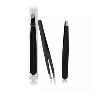 Latest Best Quality Slanted Tip Black Stainless Steel Eyebrow & Eyelash <b>Extension</b> Tweezers - Product Image 5