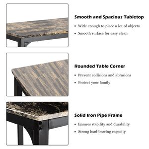 Set da Pranzo a 3 Pezzi con Tavolo in Finto Marmo, Elegante Collezione per Sala da Pranzo - Product Image 4