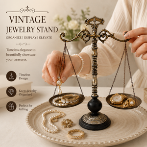 Antique Brass Balance Scale Jewelry Stand Vintage Necklace Holder Earring Organizer Display Rack for Rings Bracelets and Decor - Product Image 5