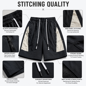 Pantalones Cortos Deportivos Cortavientos para Hombre, Diseño Ligero con Franja de Seguridad, Material de Nailon, Cierre con Cordón, Cremalleras, Servicio OEM - Product Image 6