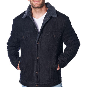 Veste en jean pour homme à manches longues avec doublure en sherpa, style chauffeur de camion - Product Image 6