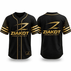 Camiseta de Béisbol Negra y Dorada Auténtica de Alta Calidad al por Mayor, Personalizada, de Fabricante Pakistaní - Product Image 1