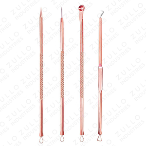 Luxury Rose Gold 4 Piece Stainless Steel Blackhead Comedone Extractor Kit with Lancet Needles and Storage Case - Product Image 2