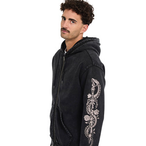 Sudadera con capucha extragrande para hombre al por mayor, con cremallera, logotipo frontal personalizado (impresión digital), 100% algodón polar, ajuste holgado, peso de tela 300g - Product Image 5