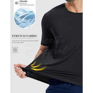 T-shirts en maille performants pour hommes, légers, respirants, en spandex/polyester, pour la course à pied, l'entraînement, la gym, la remise en forme - Product Image 5