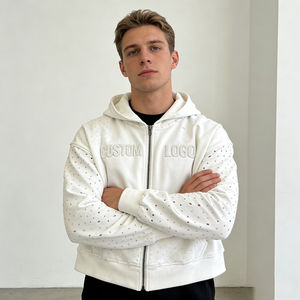 Sudadera con Capucha para Hombre, Estilo Vintage, Ecológica, Casual, con Remaches Blancos y Letras Bordadas, de Algodón, con Bolsillo, Corte Regular - Product Image 5