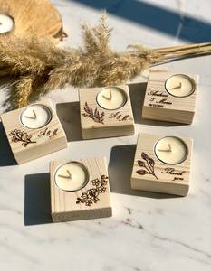 Portavelas de madera con estampado de letras para el hogar, bodas, eventos, regalos, vela personalizada tipo tazón para uso en mesa y aromaterapia - Product Image 4