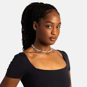 Luxury 925 Silver Cross <b>Statement</b> <b>Necklace</b> Rhodium Plated Brilliant Cut Channel Setting Freshwater Pearl Chain - Product Image 2