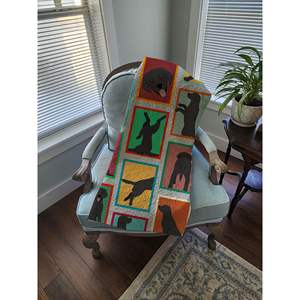 Soft Lightweight 50x60 Quilted Throw Blanket <b>Black</b> Labrador Retriever Artwork Pattern for <b>Bed</b> Couch or <b>Sofa</b> Great for Pets - Product Image 4