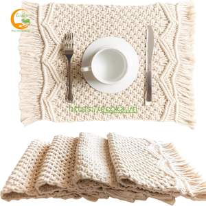 Handmade Macrame <b>Placemat</b> From Vietnam Woven Boho Design Dining Table Kitchen Wedding Baby's Room Bohemian Marble Coasters Pad - Product Image 1