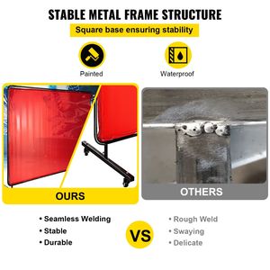 Telaio per Tenda da Saldatura 8FT X 6FT con 4 Ruote, Tenda Rossa Ignifuga in Vinile, Dimensioni Personalizzabili - Product Image 4