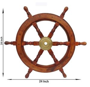 Luxury <b>Wooden</b> Ship Steering Wheel Wall Decor Nautical Helm Wall Art <b>Rustic</b> Coastal Marine Home Decoration for Living Room Office - Product Image 2