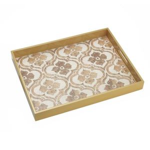 Bandeja de Madera con Incrustaciones Florales de Primera Calidad |   Bandeja Rectangular para Servir Alimentos para el Hogar y Hoteles |   Bandeja de Té Artesanal Decorativa Única para Regalo - Product Image 2