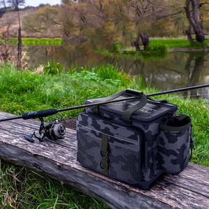 Bolsa de Pesca de Nailon Impermeable con Camuflaje, Personalizada OEM, 10L, con Múltiples Bolsillos, Porta Cañas, Correa de Hombro con Anillo en D, Venta al Por Mayor - Product Image 6