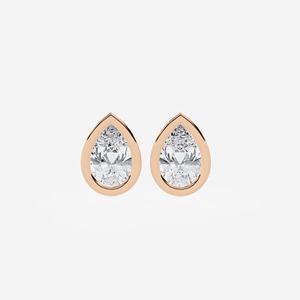 Pendientes de Oro de 14K con Diamante Cultivado en Laboratorio de 1ct en Forma de Pera, Engastados en Bisel, Minimalistas, Certificados por IGI, Joyería Fina para Aniversario - Product Image 4