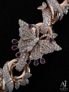 สร้อยคอ AARVA JEWELS รุ่น Butterfly Cuban Link ประดับเพชรโมอิสซาไนต์ เงินแท้ 925 ชุบทองคำสีกุหลาบ ดีไซน์แบบ Claw Setting หรูหรา ประดับเพชรเต็มเส้น - Product Image 6