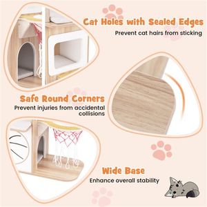 47 Inches Indoor Wooden Cat Condo for Climbing and Play Structure - Product Image 5