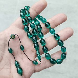 Perles de prière en résine écologiques faites à la main de luxe, vertes, Tasbeeh - Product Image 3