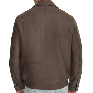 Veste de motard unisexe noire en cuir véritable, coupe ajustée, gaufrée, respirante, coupe-vent, en polyester écologique - Product Image 3