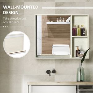 Armadietto a Specchio da Parete a 2 Ripiani Bianco 31.5x25.5'' per Bagno - Product Image 4