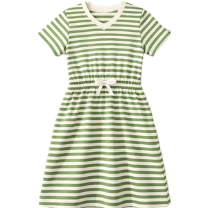 Girls' Teen Plus Size Short Sleeve Knee-Length Layered Chinese Style Breathable Dress V-neck Decorative Waistband Real Pockets - Product Image 1