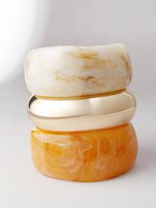 Classic Handmade Resin Bangle Chunky Stacks Daily Wear Party Festive Retro Marbled Vintage Fashion Jewelry <b>Bracelet</b> Accessory - Product Image 1