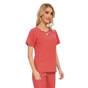 Uniformes Médicos Tejidos de Alta Calidad Personalizados, Uniformes de Enfermería con Cierre de Cuello Redondo, Conjuntos de Uniformes Unisex con Logotipo Personalizado - Product Image 2