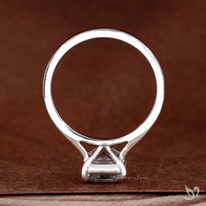 Anillo de compromiso y boda de lujo con diamante de laboratorio de 2 quilates, corte Asscher, oro macizo de 10K, certificado IGI, engaste catedral minimalista - Product Image 3