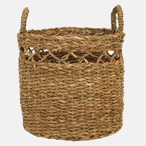 Panier rond en jonc de mer à tressage ouvert, fait main, pour rangement, vente en gros, écologique, fabriqué au Vietnam - Product Image 1