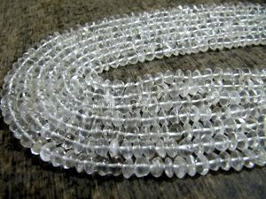 Perles en cristal de roche naturel, forme bouton, lisses, 7 mm, type rondelle - Product Image 1